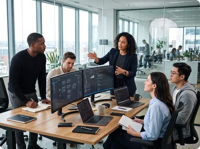 A team working through an AI build together