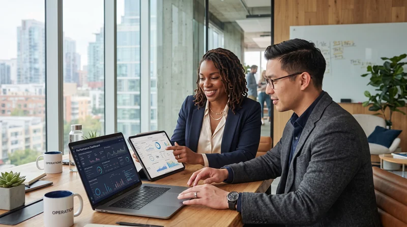 Two specialists working through an account together