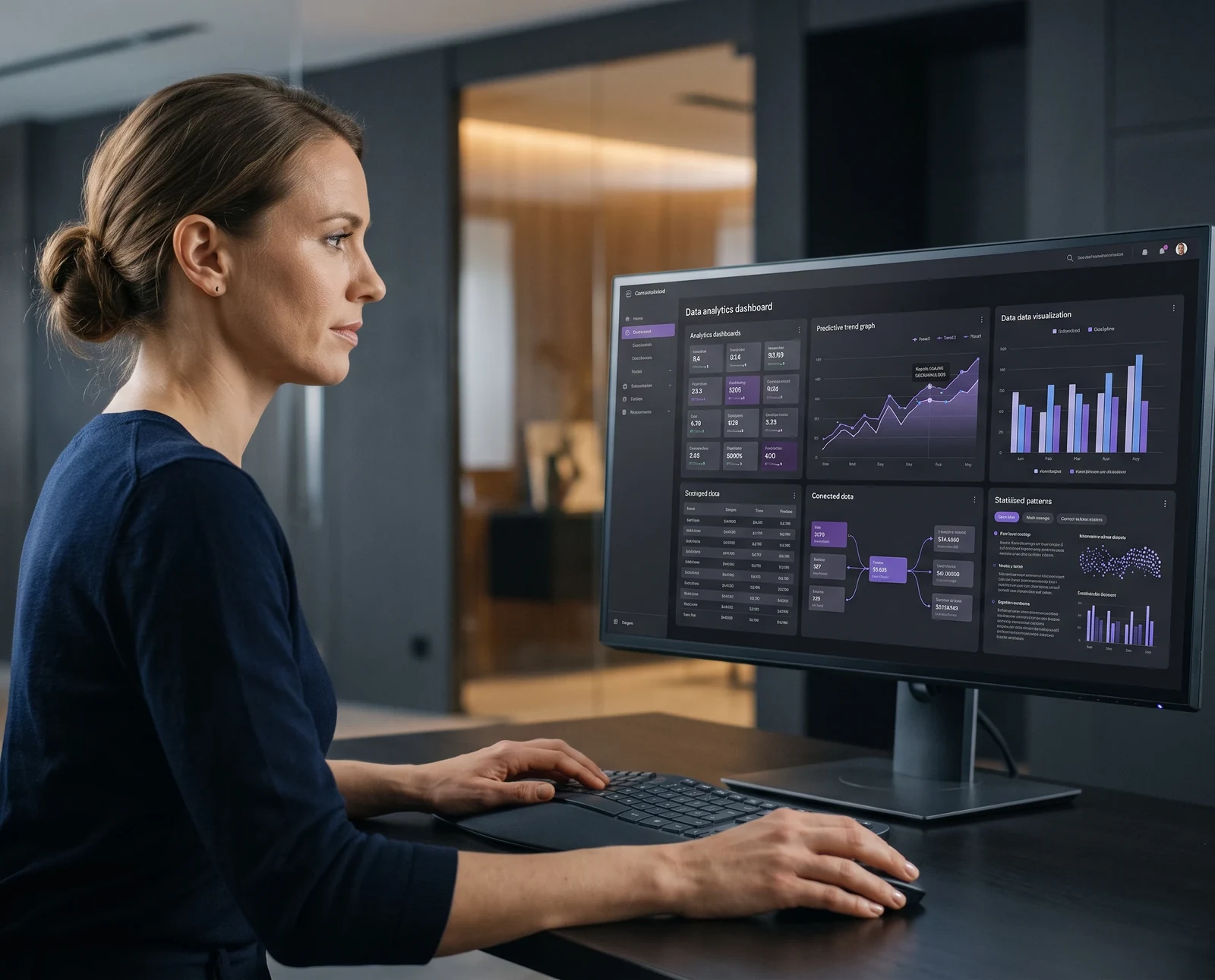 An analyst reading a live operations dashboard