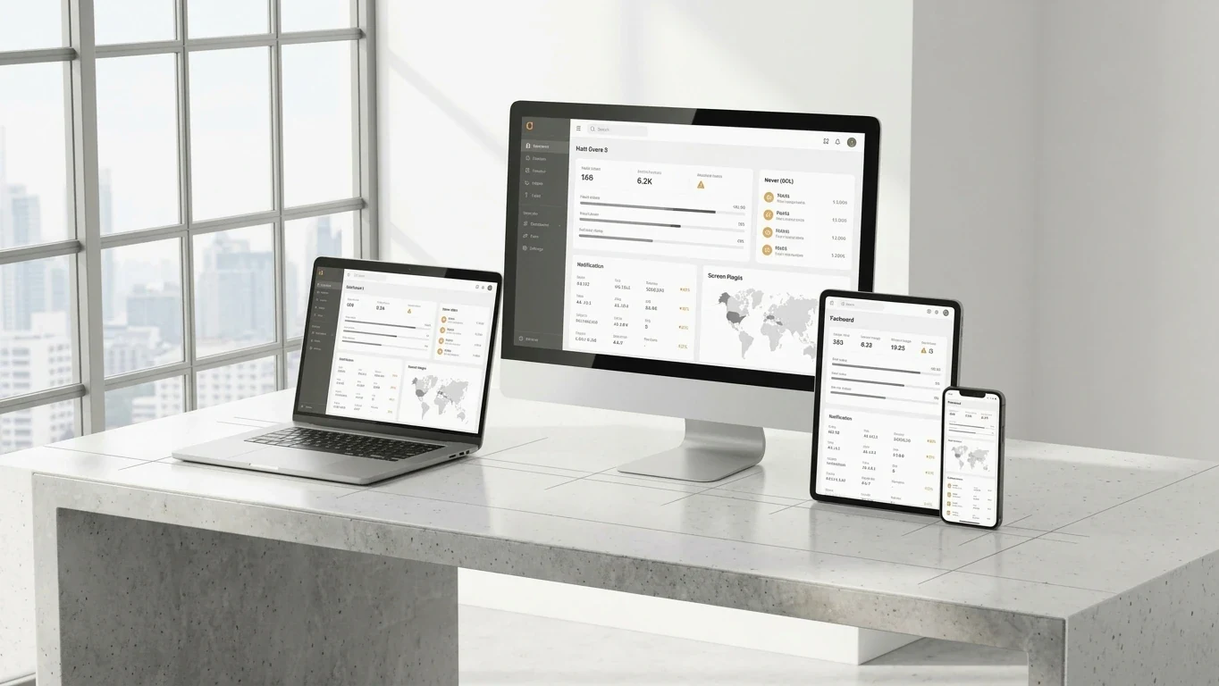 One product rendered across desktop, laptop, tablet and phone