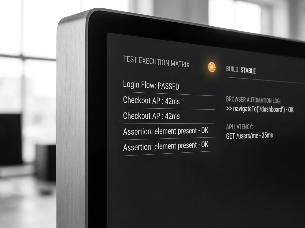 A test execution matrix reporting a stable build